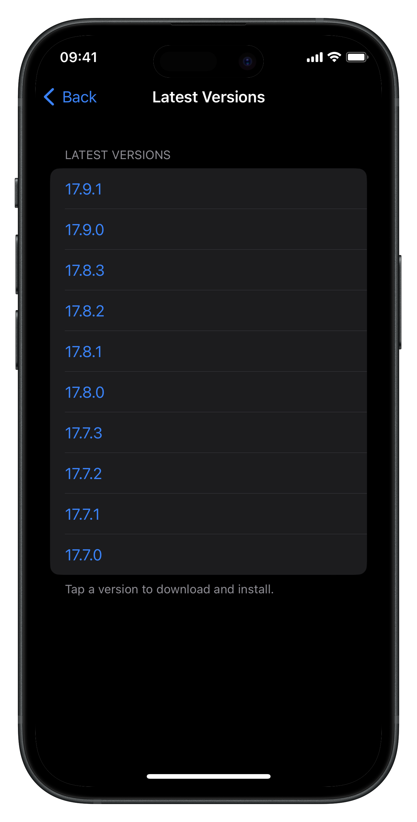 Browse Latest Versions showing available frida-server releases