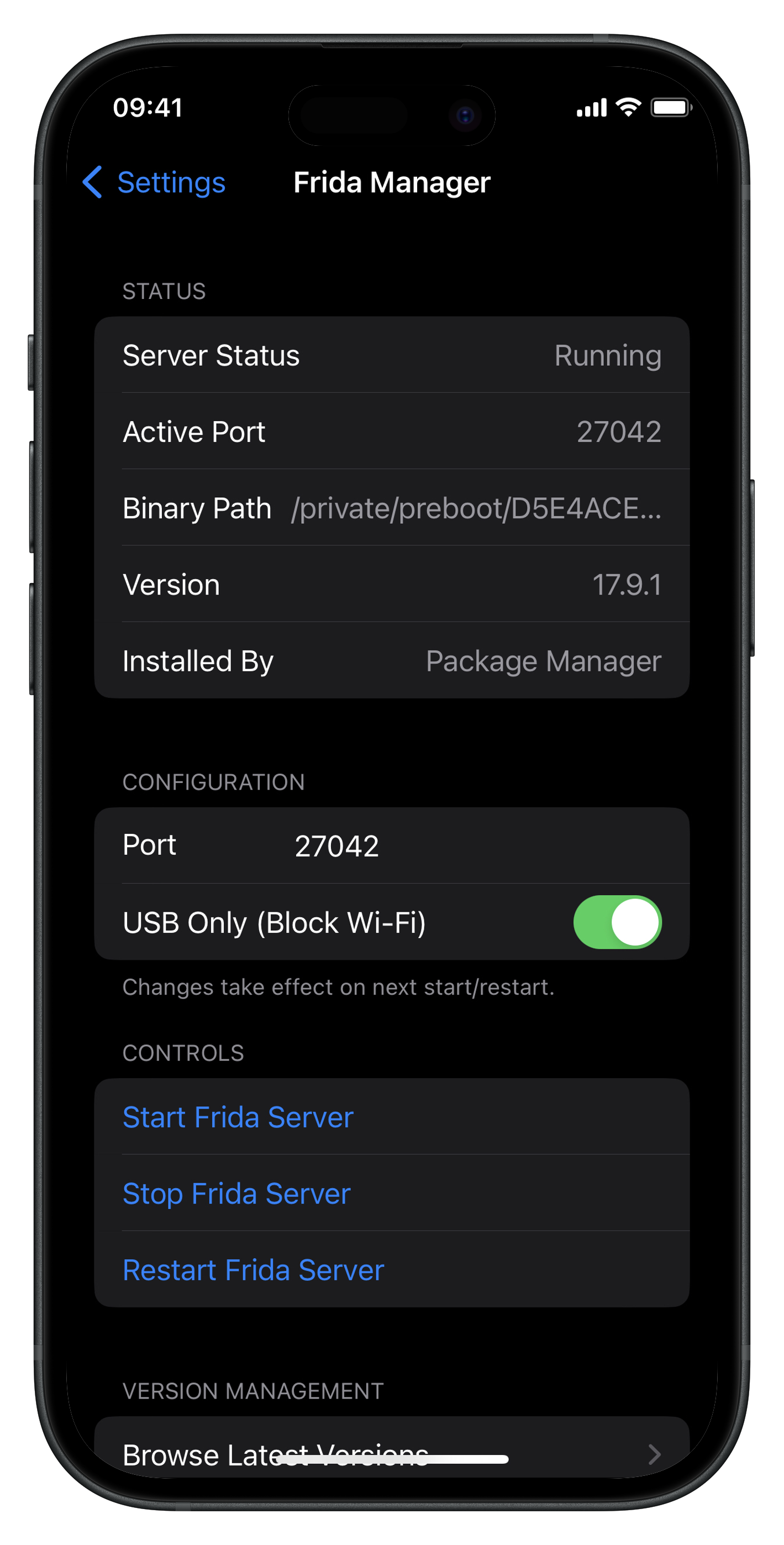 Status showing Installed By: Package Manager